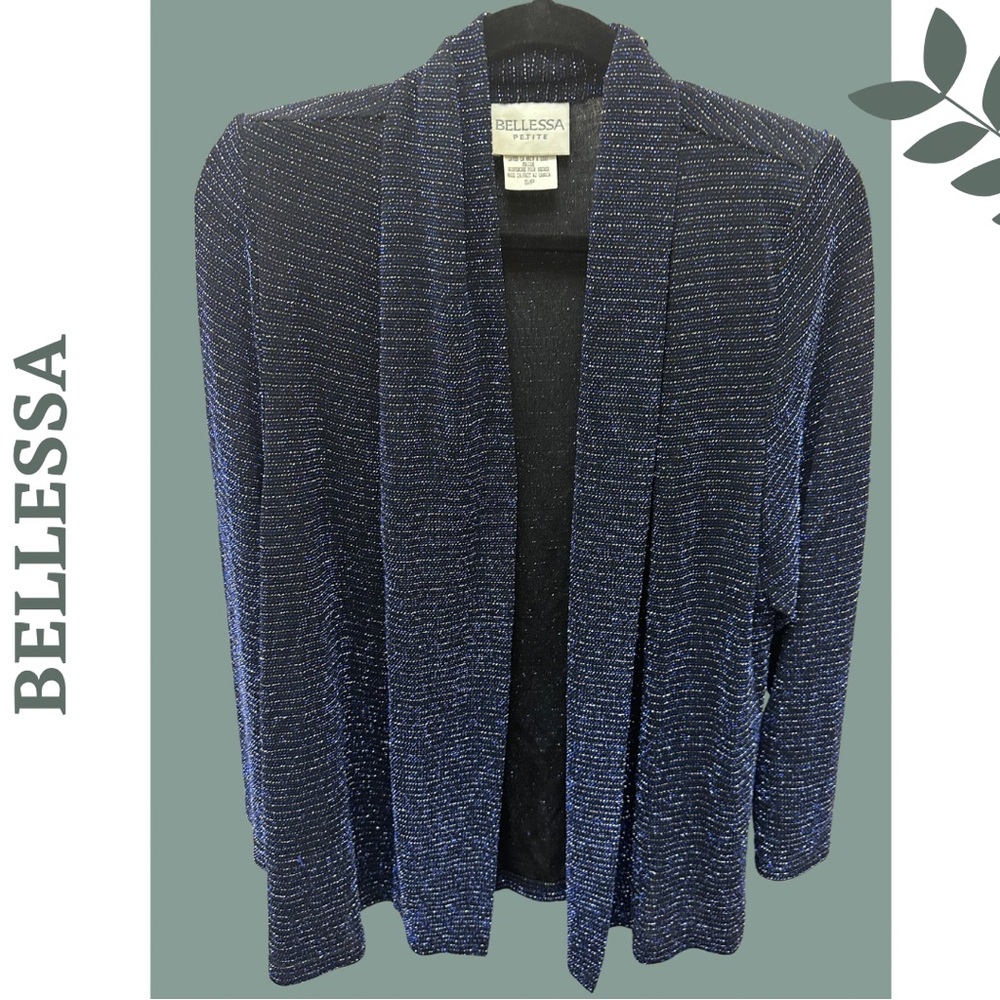 BELLESSA Petite Metallic Blue Open Front
Cardigan Sweater Small Petite - Picture 1 of 6